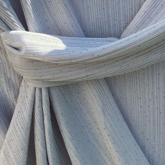 Covington Wm’s Sz 12 Gray Silver Shimmer Twist Front Fit Flare Formal Dress - Picture 3 of 7